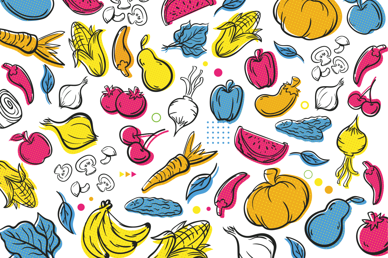 Original placemat colorful vegetable designs - TenStickers