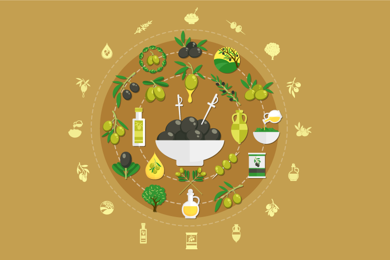 Original placemat olive bowl arrangement - TenStickers