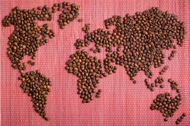 Original placemat world map coffee beans design - TenStickers