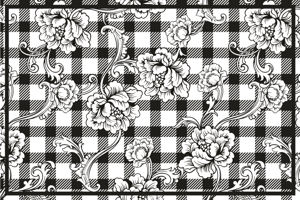 Original placemat floral checkered design - TenStickers