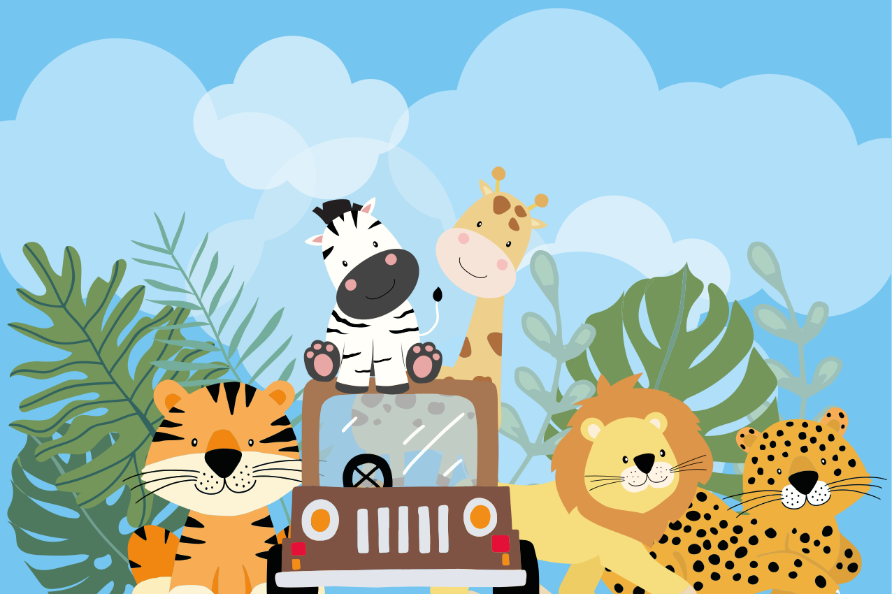 Children placemat animal safari scene - TenStickers