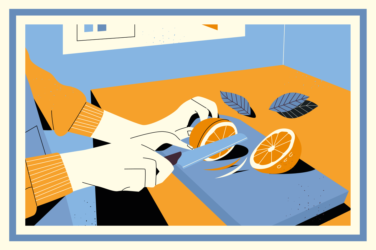 Modern placemat for slicing fresh oranges - TenStickers