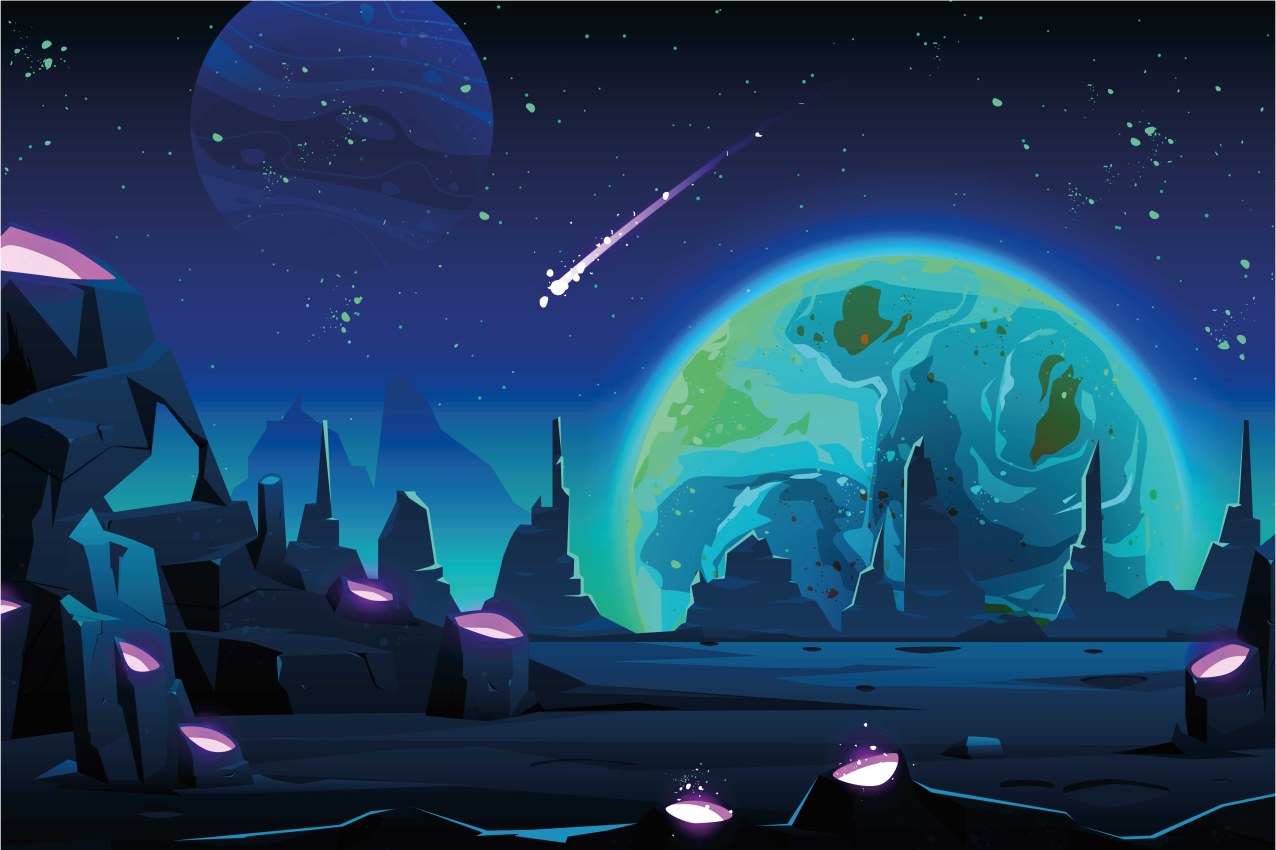 Modern placemat cosmic landscape design - TenStickers