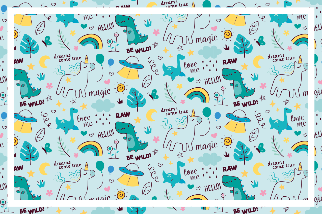 Children placemat colorful dino adventure - TenStickers