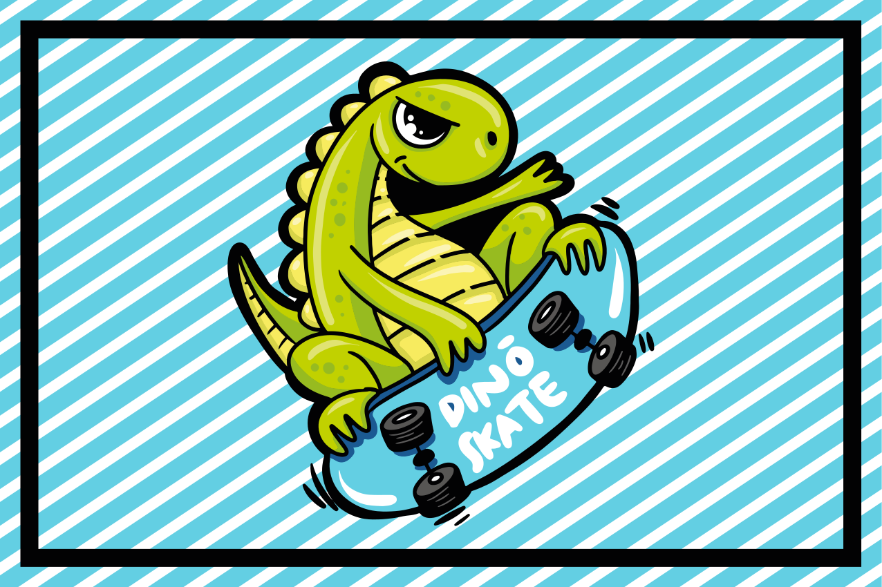 Children placemat dino skateboard adventure - TenStickers