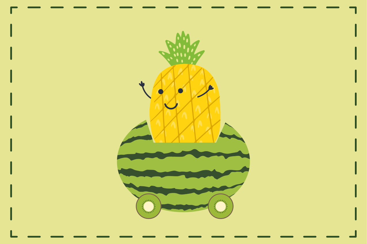 Children placemat pineapple watermelon car - TenStickers