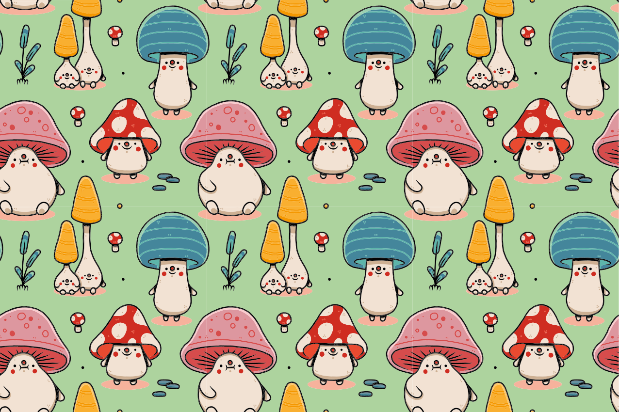Children placemat with adorable mushroom friends - TenStickers