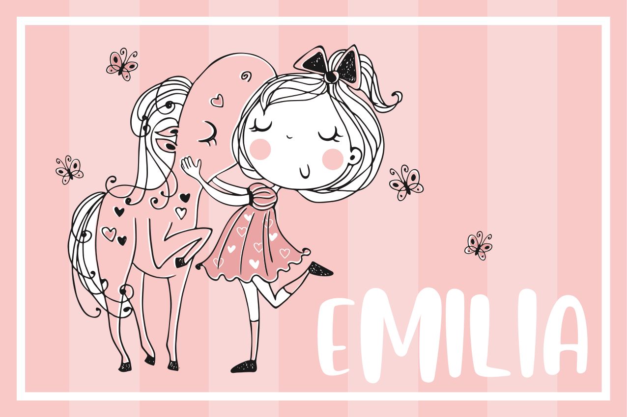 Charming girl horse children placemat - TenStickers