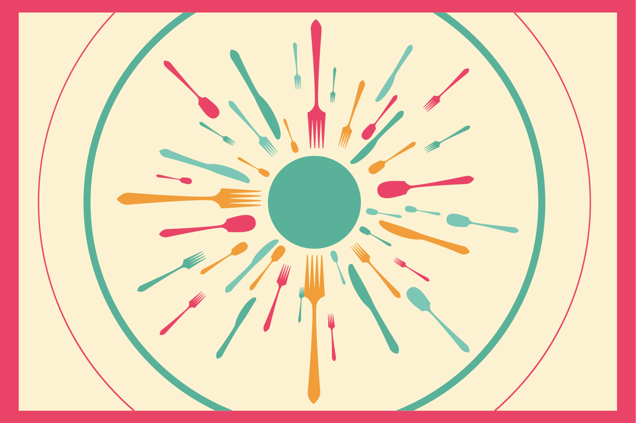 Modern placemat colorful cutlery splash - TenStickers
