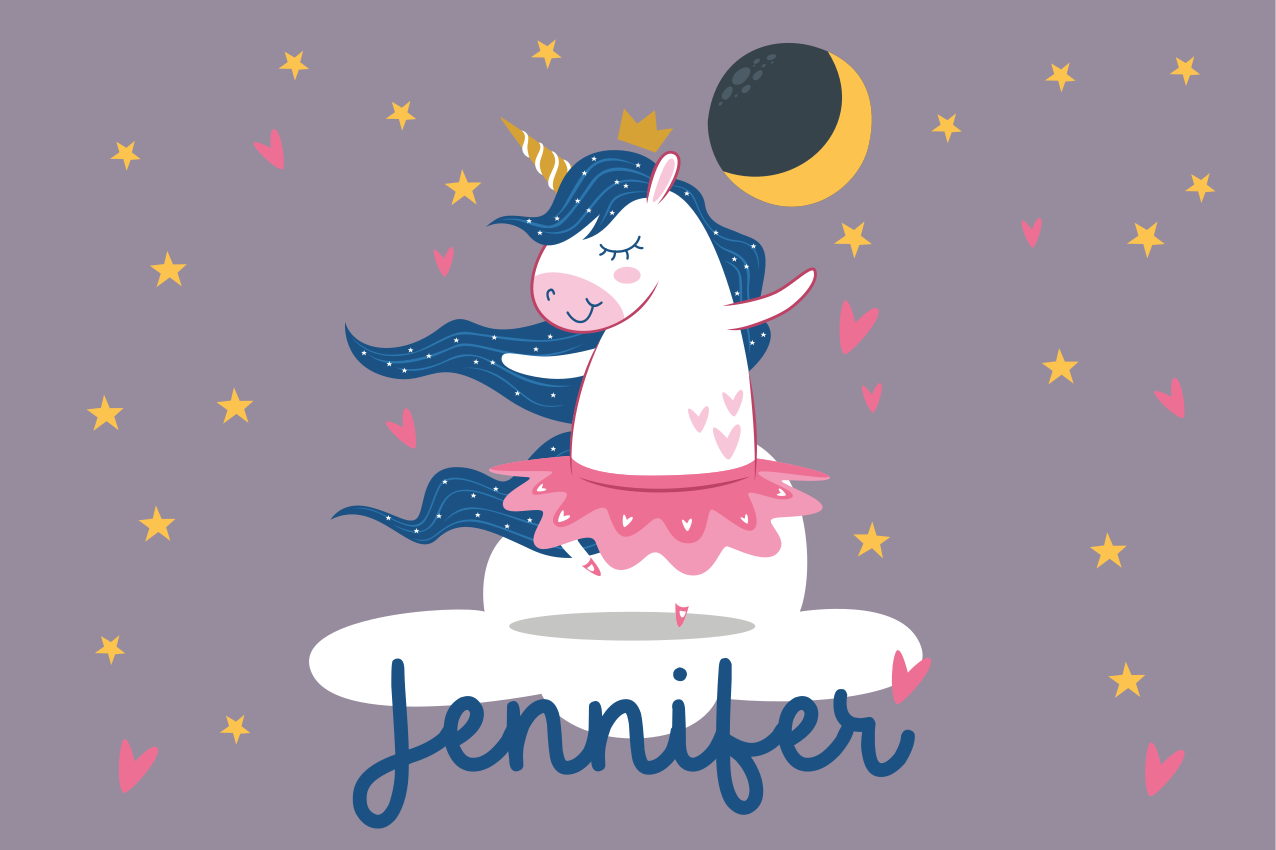 Children placemat unicorn dance party - TenStickers