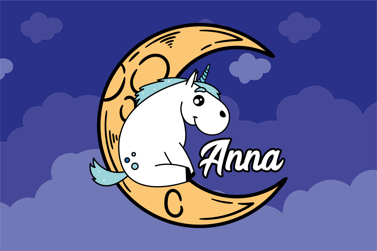 Children placemat unicorn moon night - TenStickers