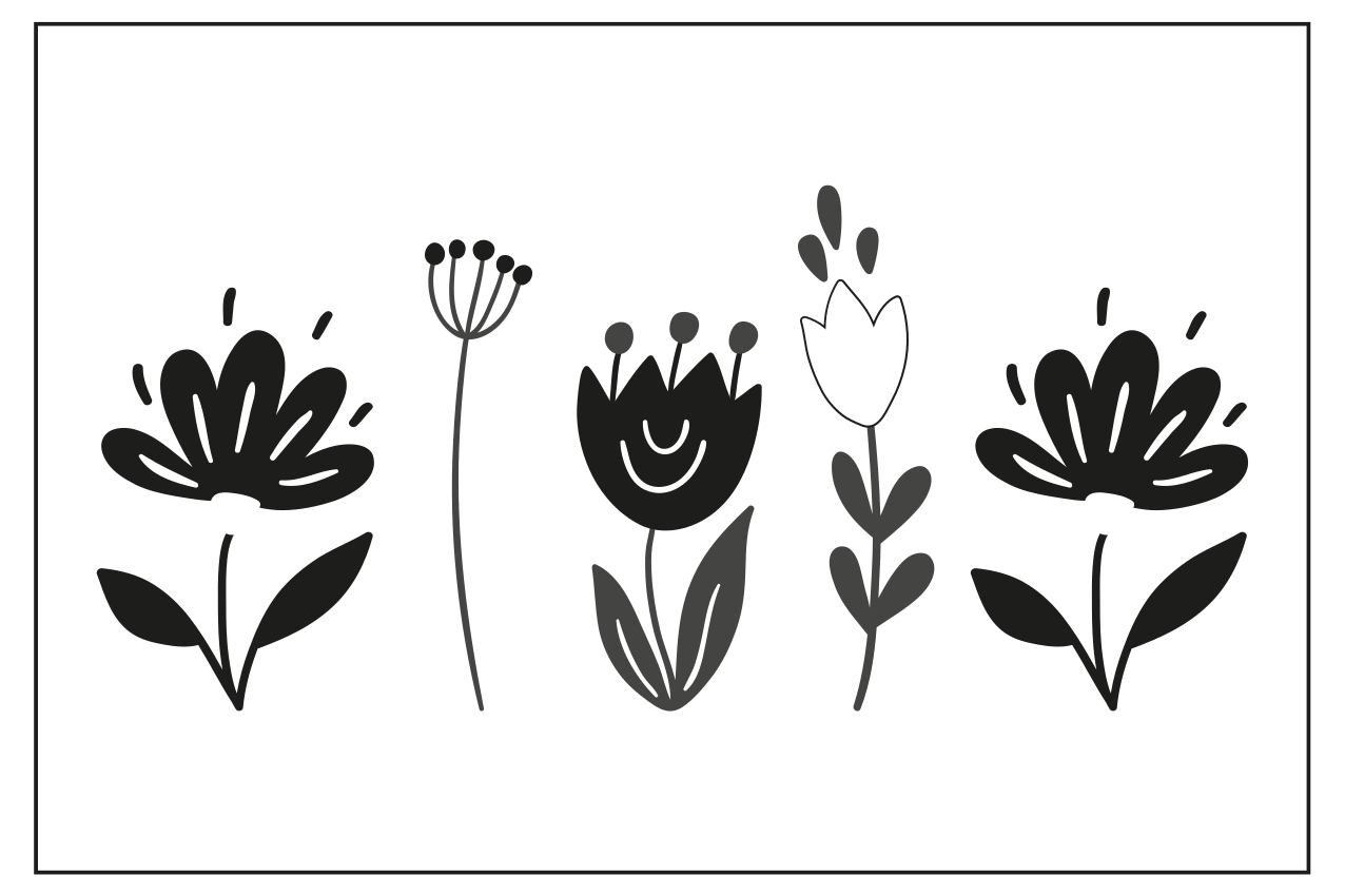 Original placemat floral line drawing - TenStickers