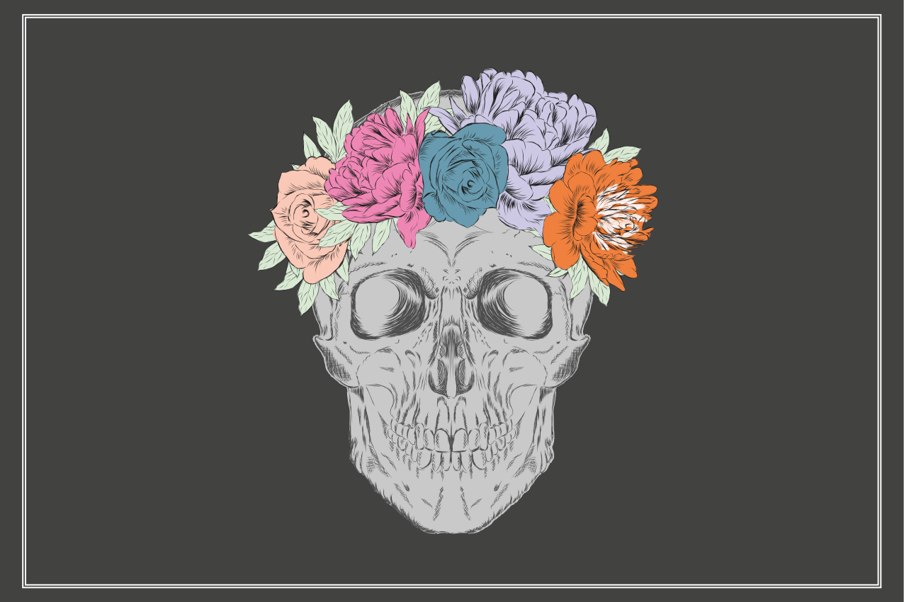 Original placemat skull floral crown - TenStickers