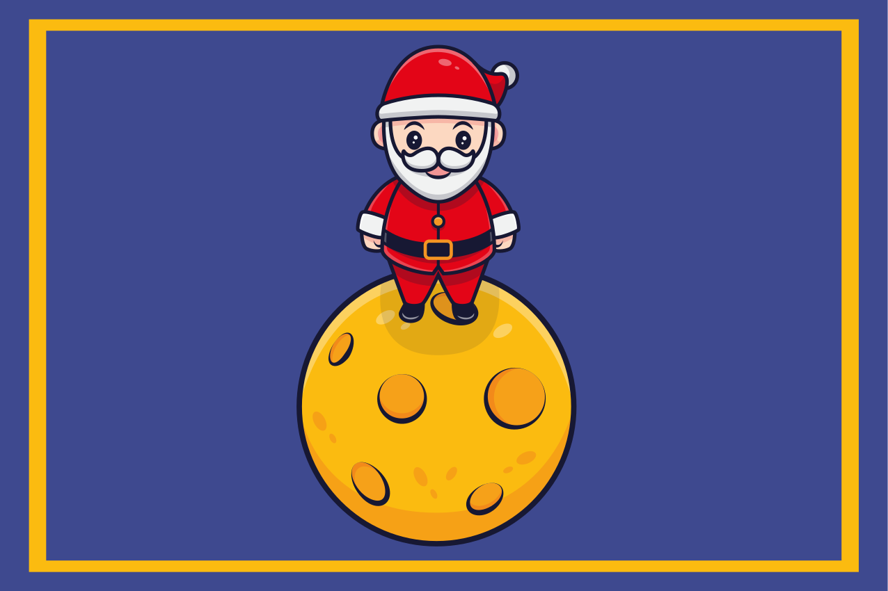 Christmas placemat santa on the moon - TenStickers