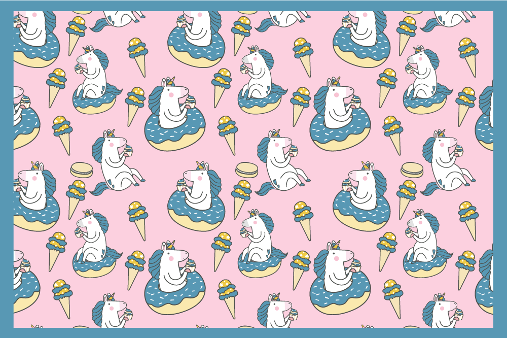 Children placemat unicorns eating ice cream - TenStickers