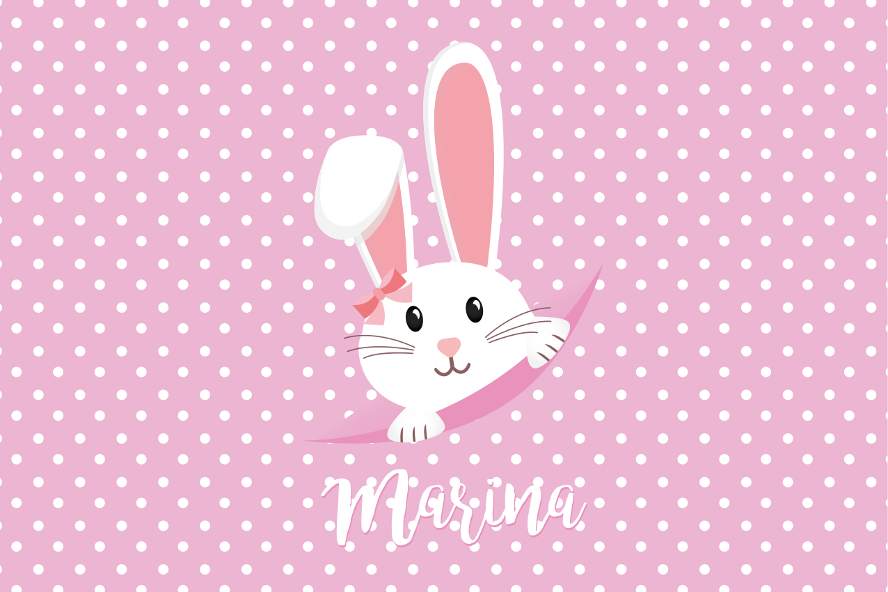 Cute bunny for girl with name children placemat - TenStickers