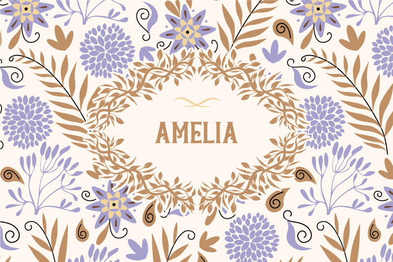 Customisable placemat flower pattern design - TenStickers
