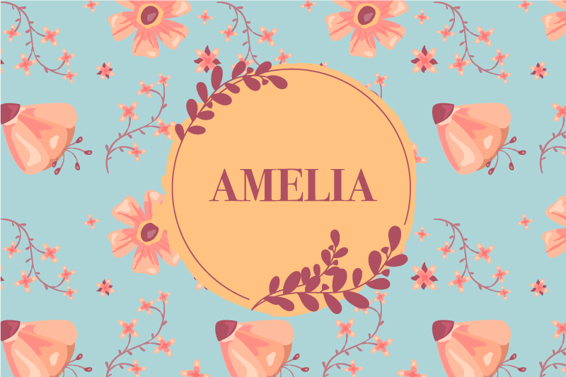 Customisable placemat botanical personalized name - TenStickers