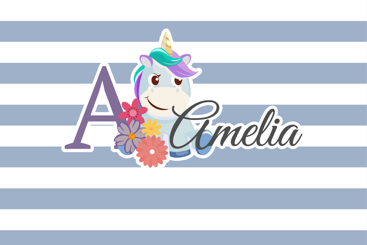 Children placemat unicorn name design - TenStickers