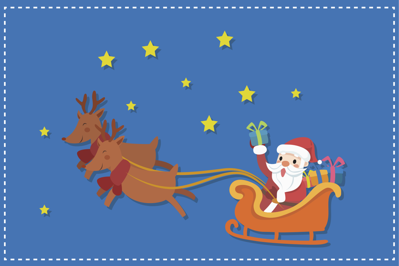 Christmas placemat santa's sleigh ride - TenStickers