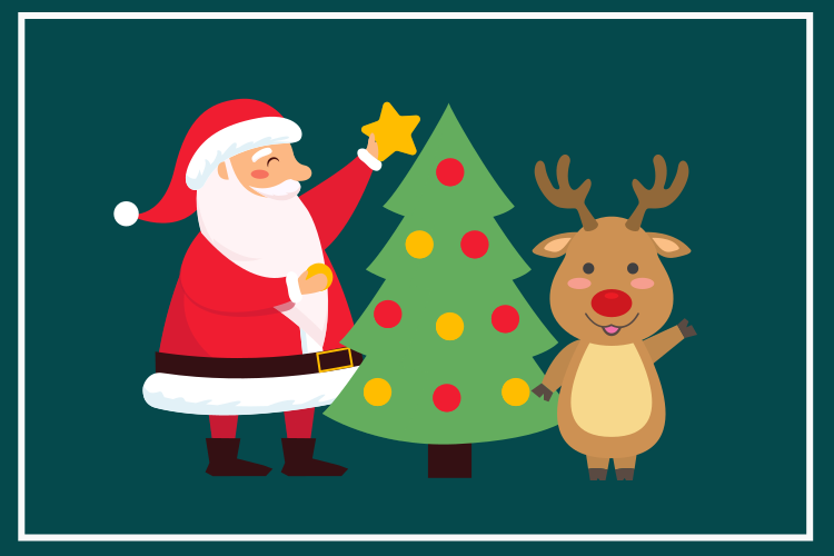 Christmas placemat santa and reindeer design - TenStickers