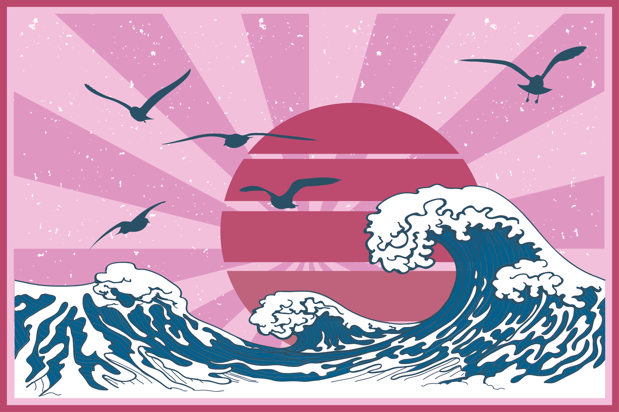 Modern placemat waves and sun - TenStickers