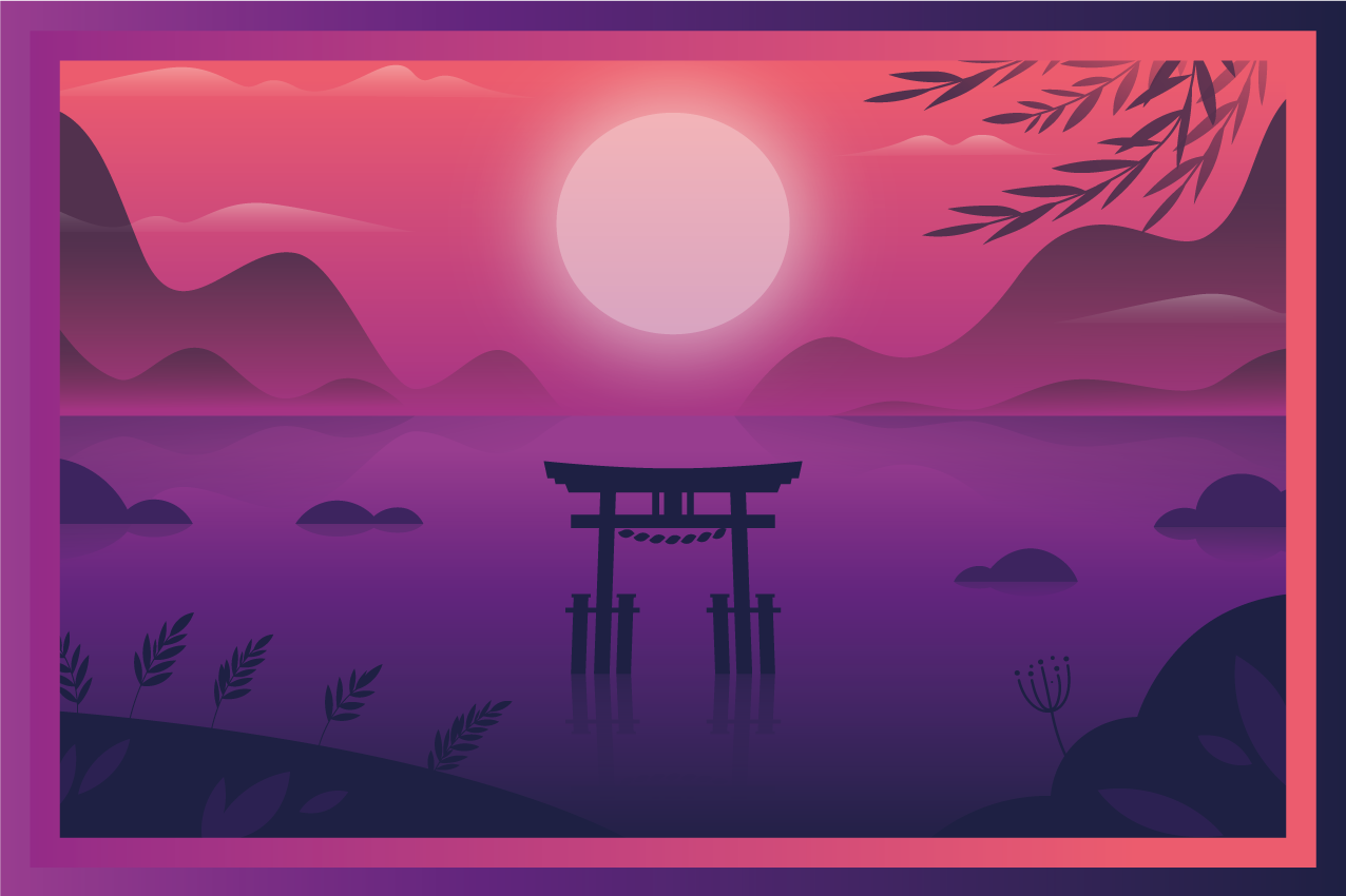 Modern placemat serene sunset landscape - TenStickers
