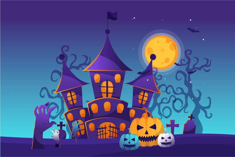 Halloween placemat spooky castle scene - TenStickers
