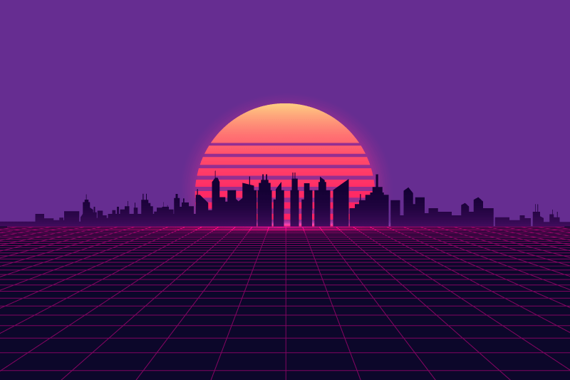 Modern placemat sunset skyline perspective - TenStickers