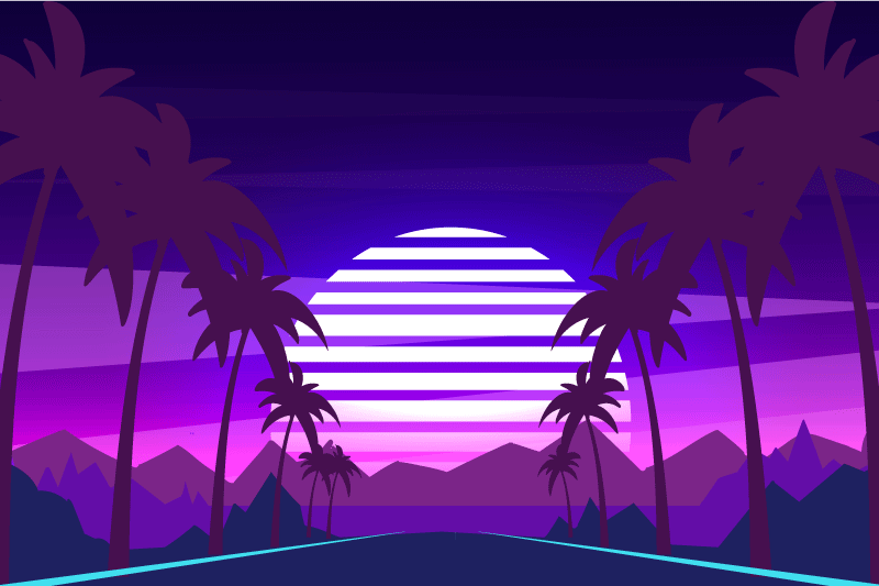 Modern placemat tropical sunset landscape - TenStickers