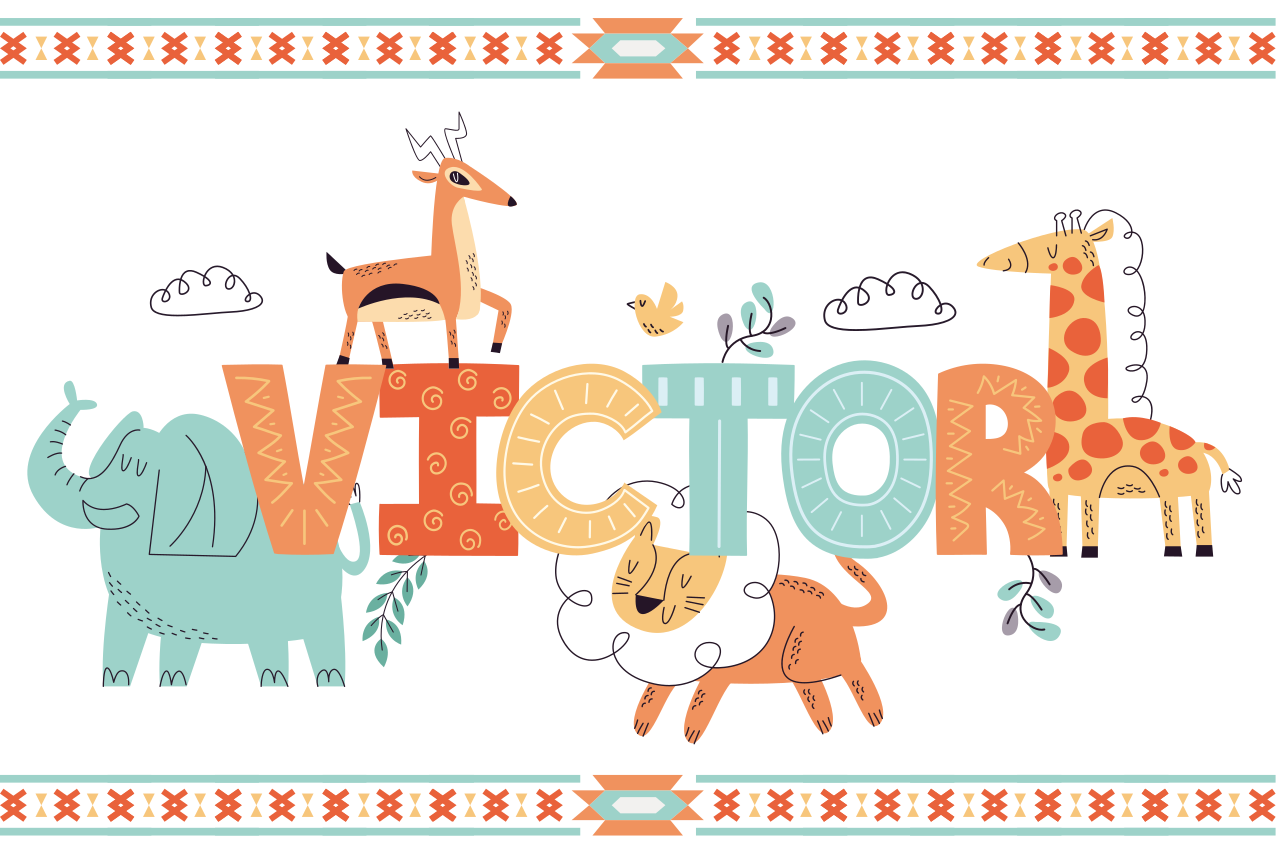 Children placemat animal name artwork - TenStickers