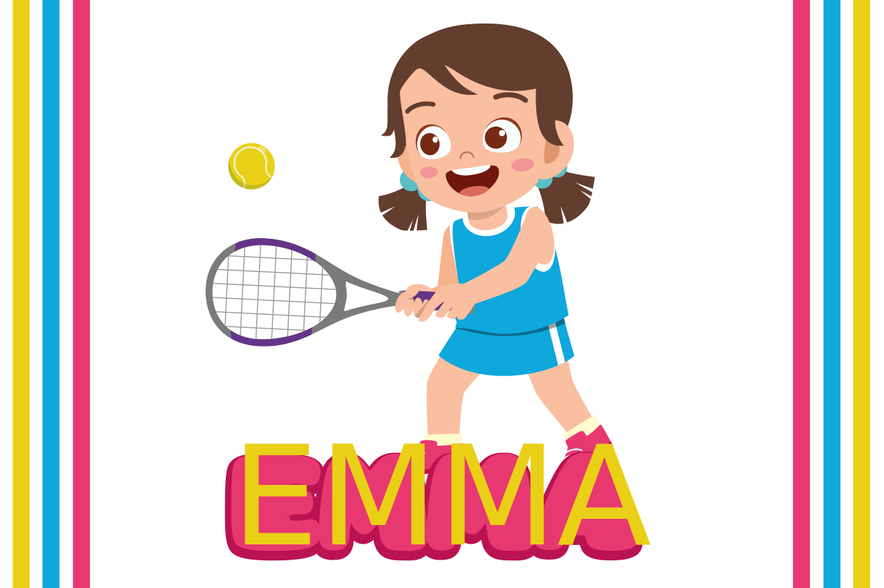 Children placemat happy tennis player - TenStickers