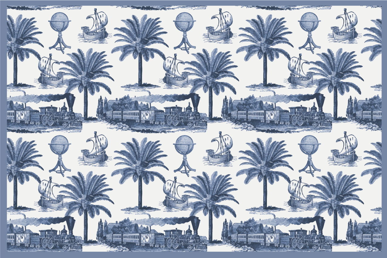Modern placemat with nostalgic travel prints - TenStickers