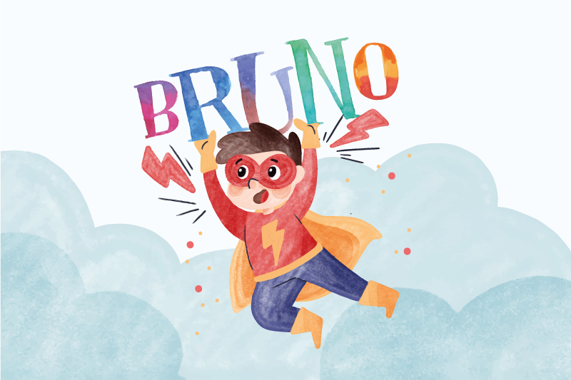 Watercolor personalised name super kids placemat - TenStickers