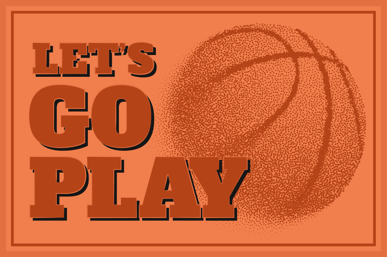Basketball let's go play table placemats - TenStickers