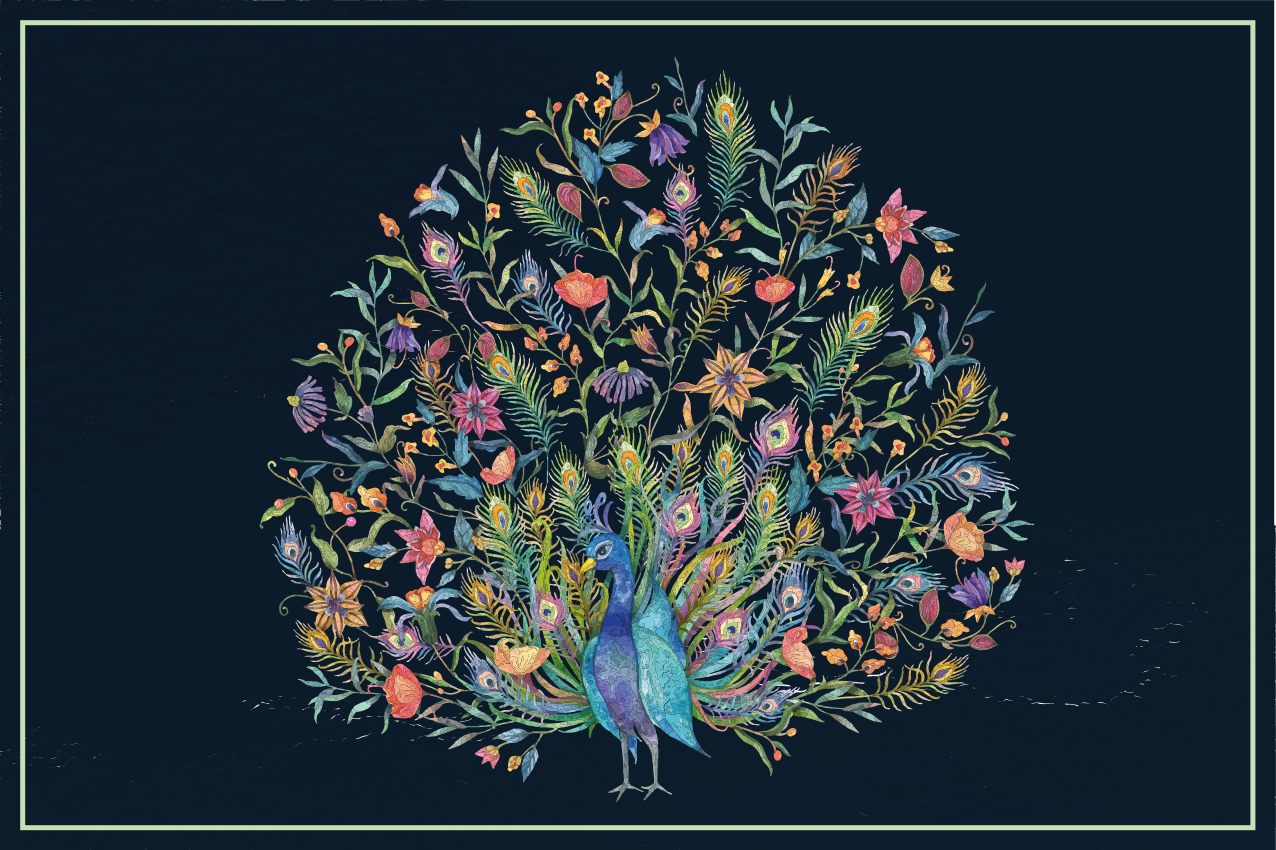 Watercolour peacock original table placemats - TenStickers