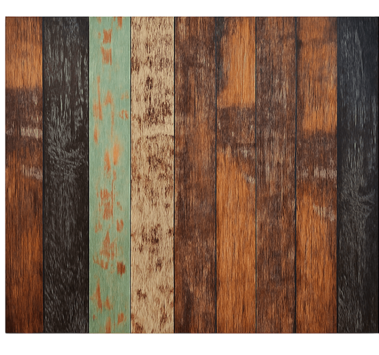 Wooden coloured planks living room wall mural - TenStickers
