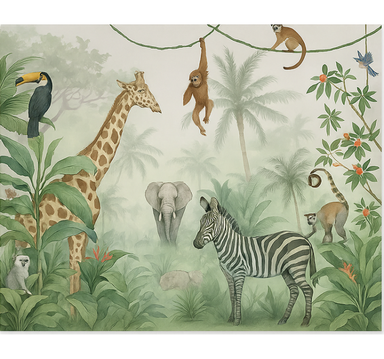Elegant safari animals wall mural teen bedroom - TenStickers