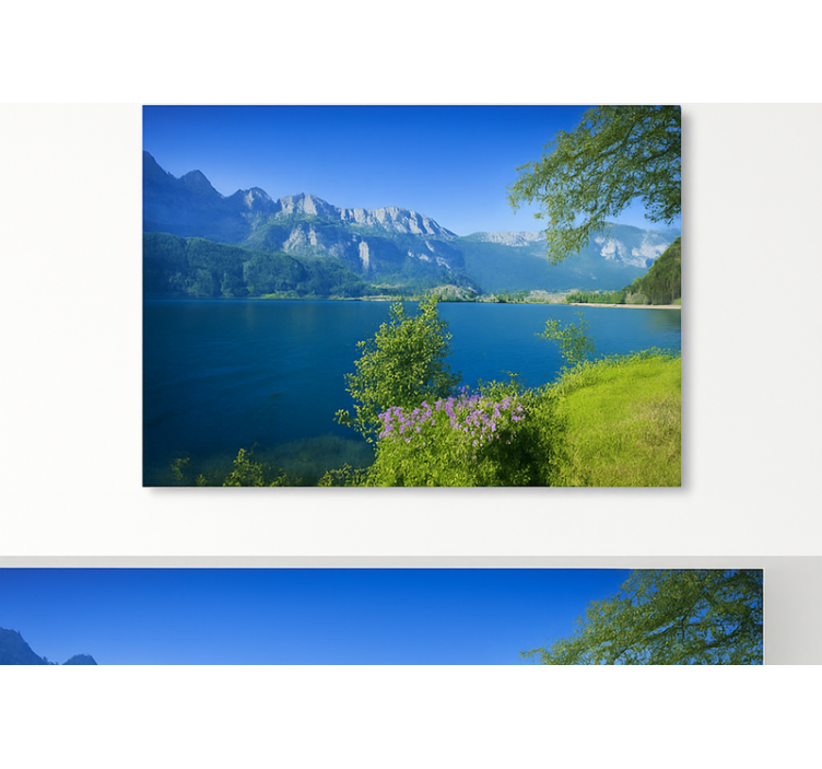 Tranquil Mountain Lake wall mural mountain - TenStickers