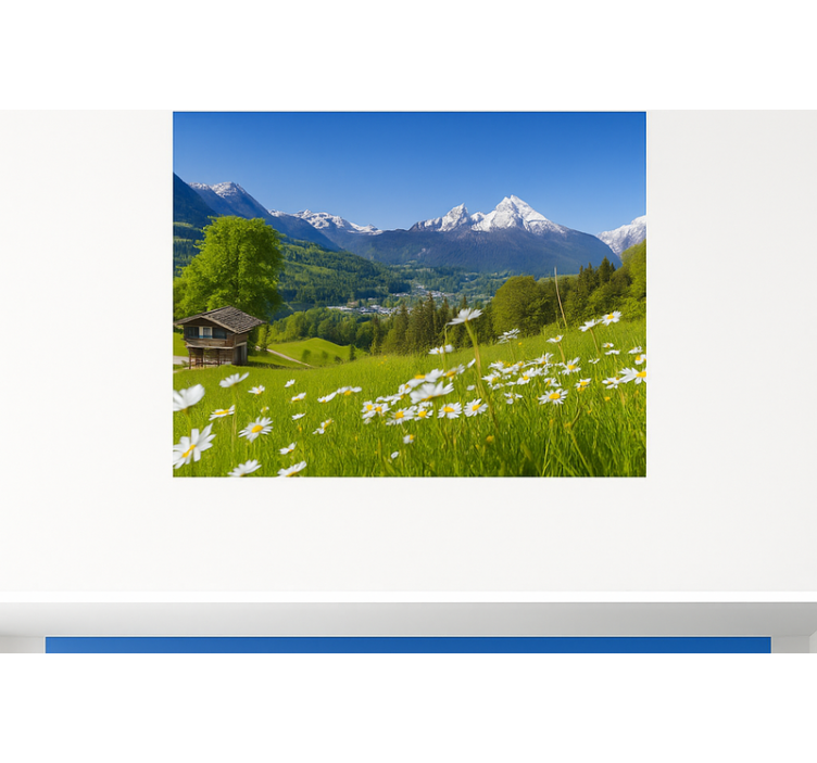 Alpine Chalet in Summer wall mural mountain - TenStickers