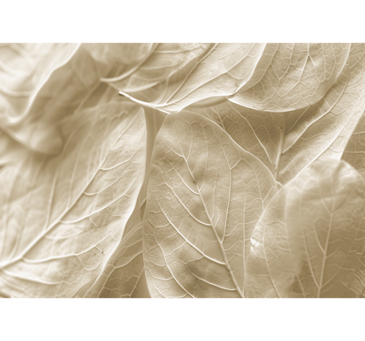 Big beige leaves  wall mural master bedroom - TenStickers