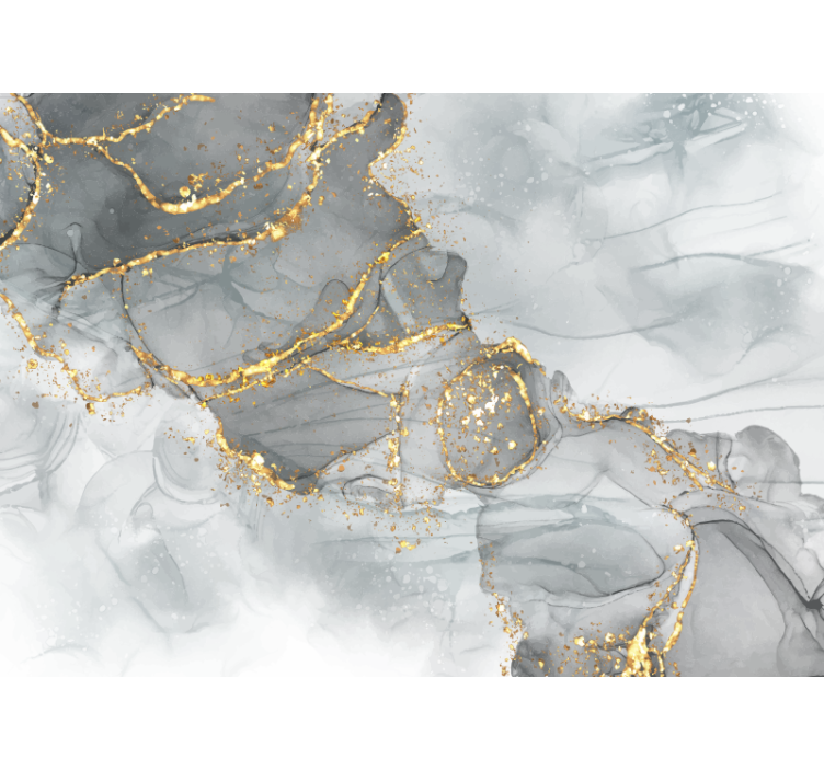 Mosaik wall in shades of grey and gold wall mural master bedroom - TenStickers