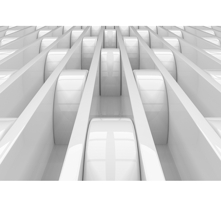 Abstract geometric white 3d mural wallpaper - TenStickers