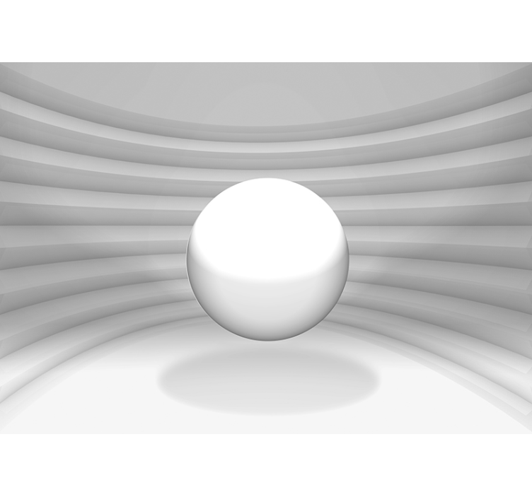Abstract floating ball in hole white 3d wallpaper - TenStickers