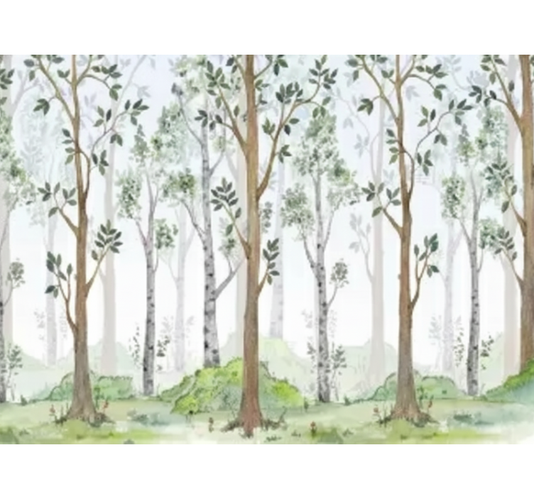 Forest wallpaper minimalist botanical design - TenStickers