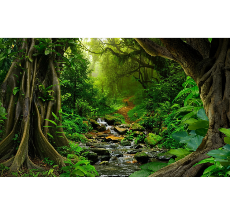 Forest wallpaper tropical jungle retreat - TenStickers