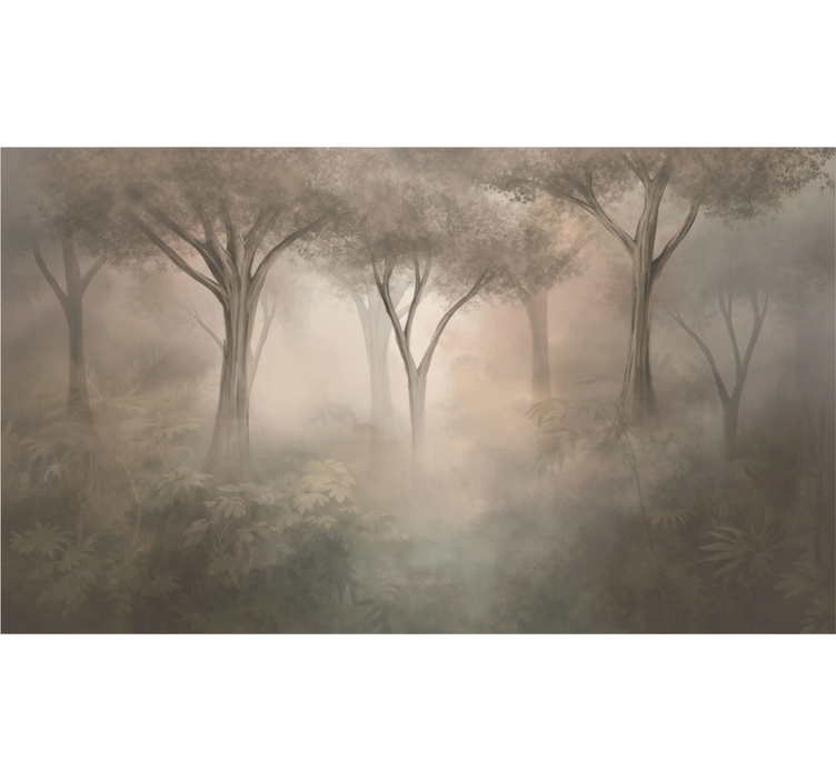 Forest wallpaper misty sepia woods - TenStickers