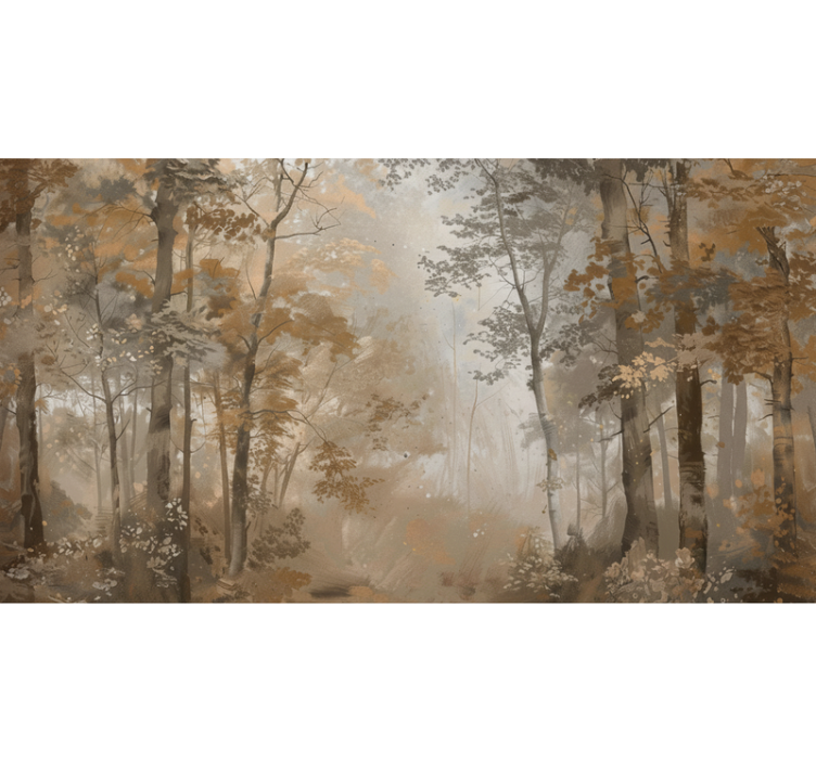 Forest wallpaper amber autumn grove - TenStickers
