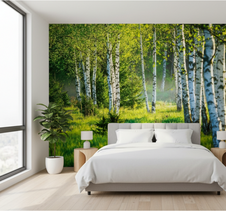Forest wallpaper birch grove contemporary - TenStickers