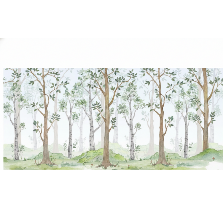 Forest wallpaper in soft woodland hues - TenStickers